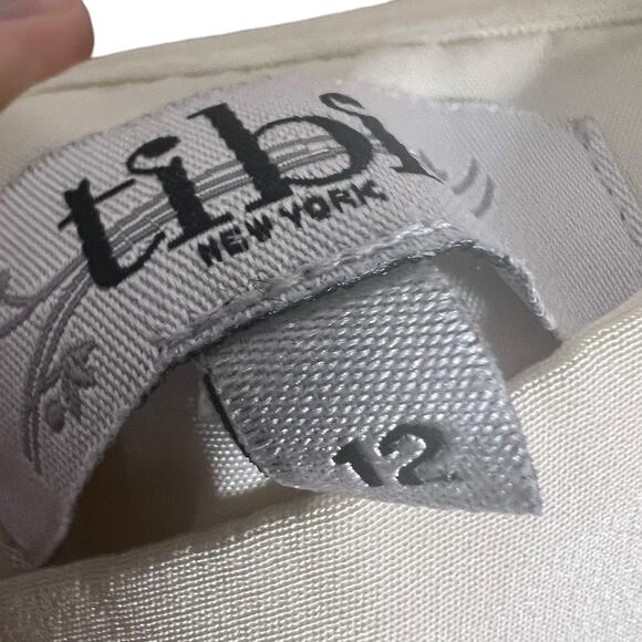 Tibi Ivory Cream Strapless Sleeveless Sequined Waist Mini Dress Size 12 - Picture 6 of 11